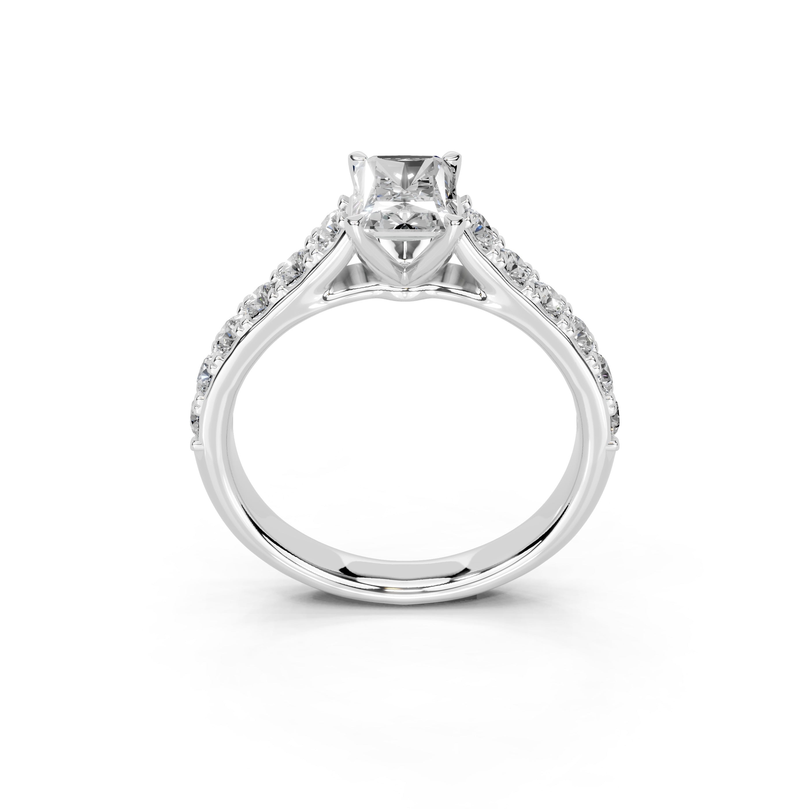 Radiant Cut Claw Prongs Pave  Lab Grown Diamond Engagement Ring