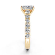 Radiant Cut Claw Prongs Pave  Lab Grown Diamond Engagement Ring