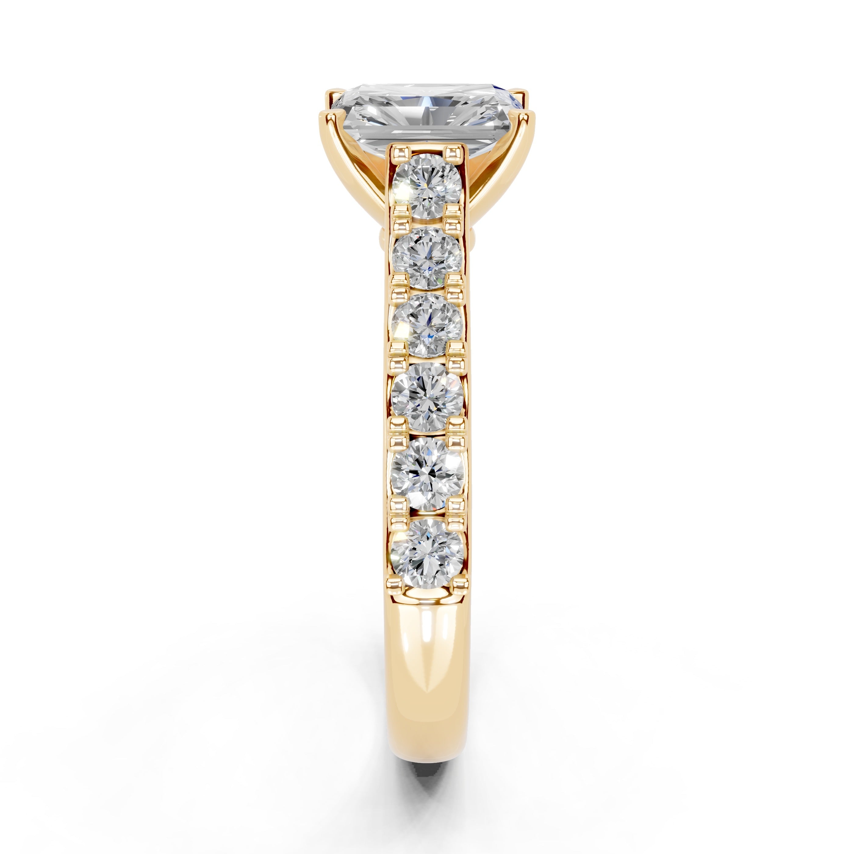 Radiant Cut Claw Prongs Pave  Lab Grown Diamond Engagement Ring