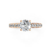 Round Cut Claw Prongs Pave  Lab Grown Diamond Engagement Ring