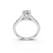 Round Cut Claw Prongs Pave  Lab Grown Diamond Engagement Ring