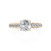 Round Cut Claw Prongs Pave  Lab Grown Diamond Engagement Ring