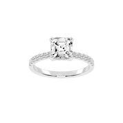 Asscher Cut Hidden Halo Pave  Lab Grown Diamond Engagement Ring