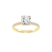 Asscher Cut Hidden Halo Pave  Lab Grown Diamond Engagement Ring