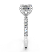 Asscher Cut Hidden Halo Pave  Lab Grown Diamond Engagement Ring With H-I / SI1-SI2 Diamond Quality