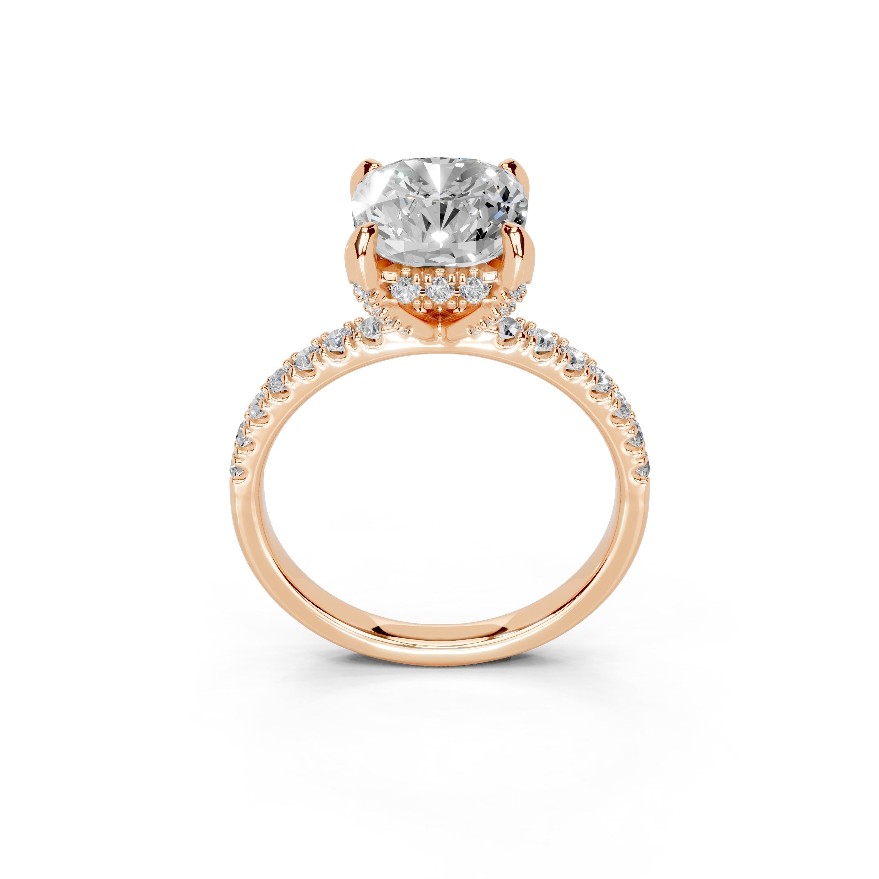 Cushion Cut Hidden Halo Pave  Lab Grown Diamond Engagement Ring