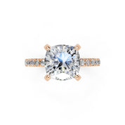 Cushion Cut Hidden Halo Pave  Lab Grown Diamond Engagement Ring