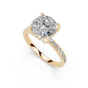 Cushion Cut Hidden Halo Pave  Lab Grown Diamond Engagement Ring