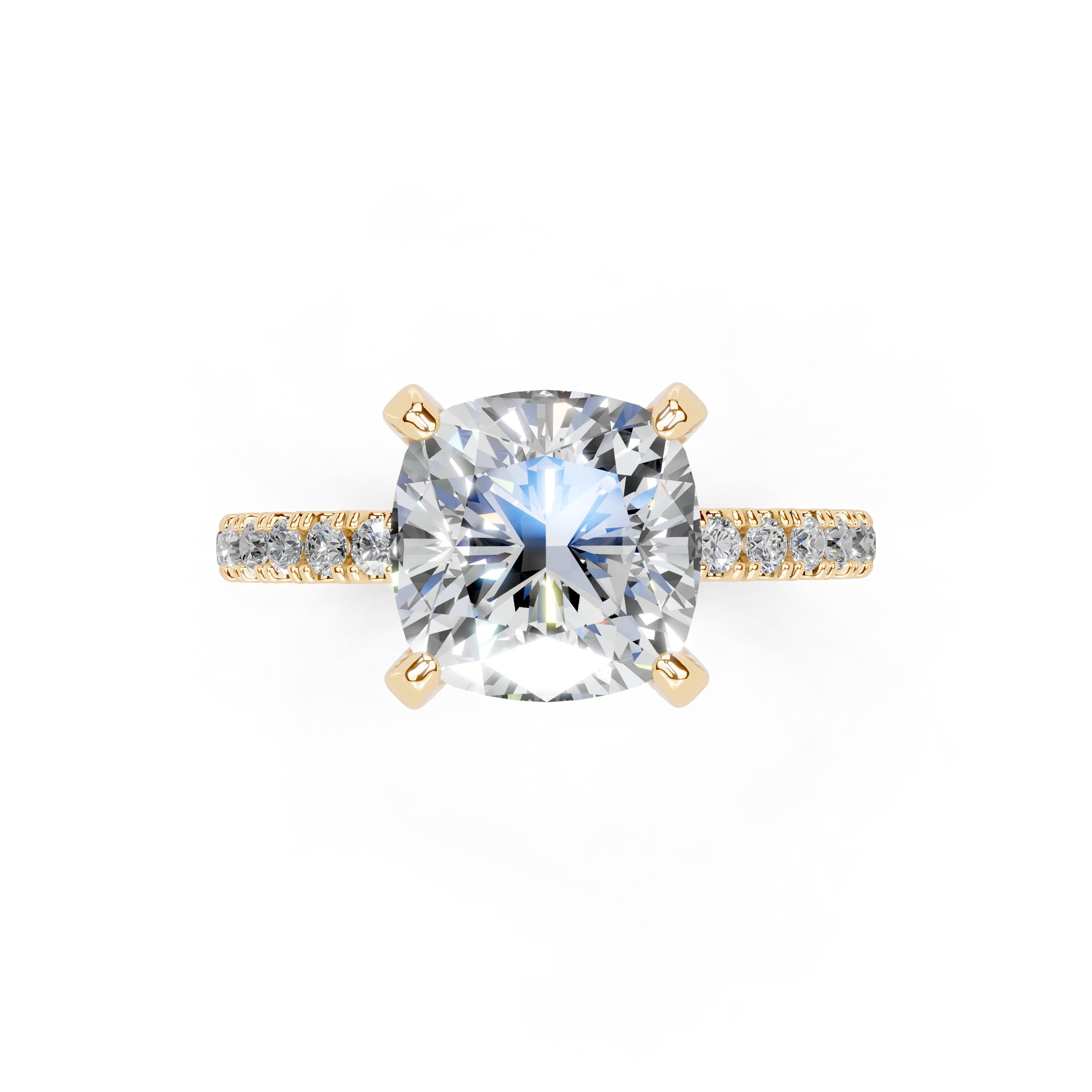 Cushion Cut Hidden Halo Pave  Lab Grown Diamond Engagement Ring