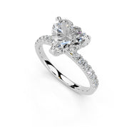 Heart Cut Hidden Halo Pave  Lab Grown Diamond Engagement Ring