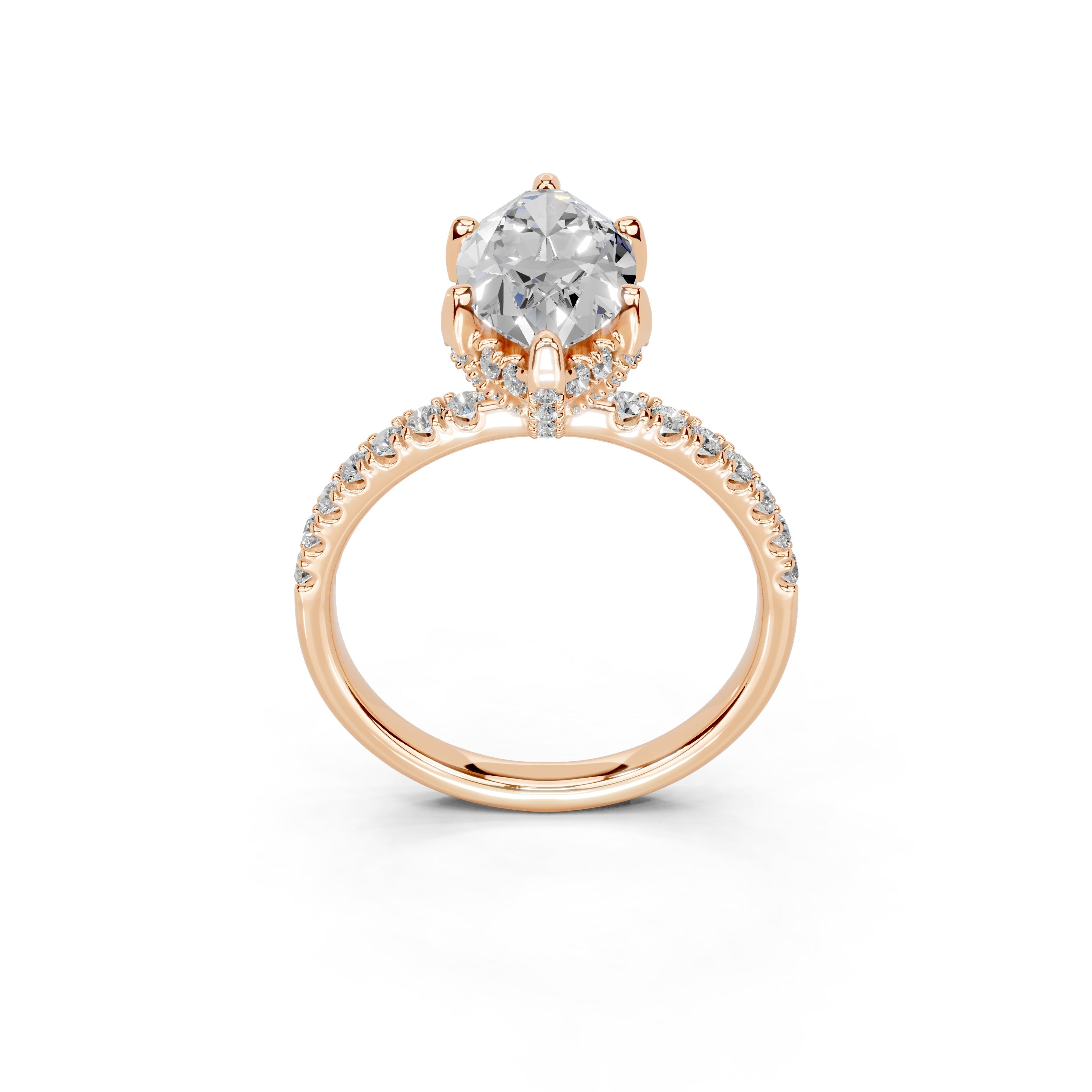 Marquise Cut Hidden Halo Pave  Lab Grown Diamond Engagement Ring