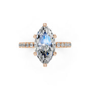 Marquise Cut Hidden Halo Pave  Lab Grown Diamond Engagement Ring