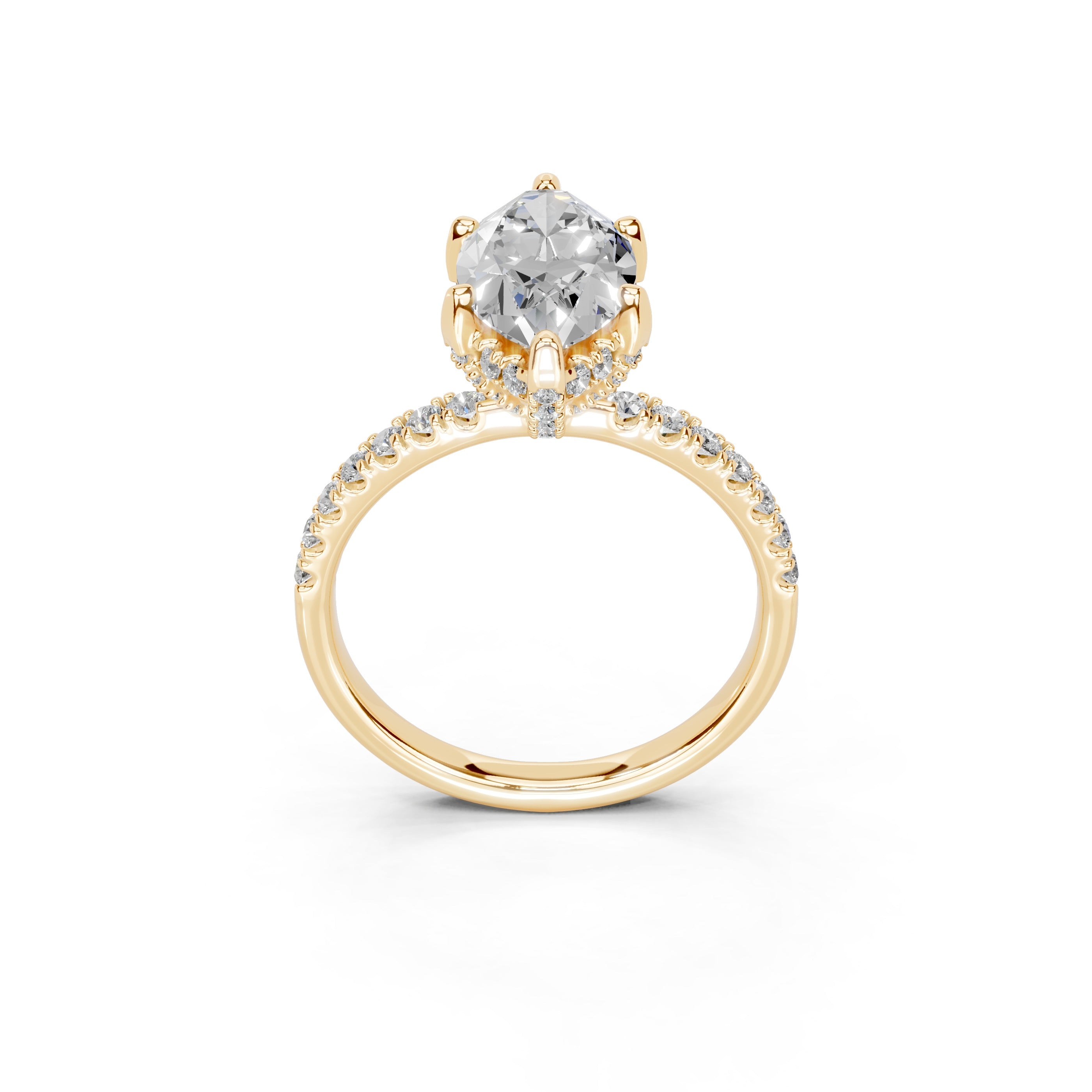 Marquise Cut Hidden Halo Pave  Lab Grown Diamond Engagement Ring