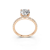 Oval Cut Hidden Halo Pave  Lab Grown Diamond Engagement Ring