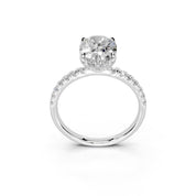 Oval Cut Hidden Halo Pave  Lab Grown Diamond Engagement Ring