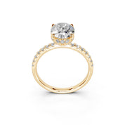 Oval Cut Hidden Halo Pave  Lab Grown Diamond Engagement Ring