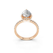 Pear Cut Hidden Halo Pave  Lab Grown Diamond Engagement Ring