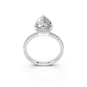 Pear Cut Hidden Halo Pave  Lab Grown Diamond Engagement Ring