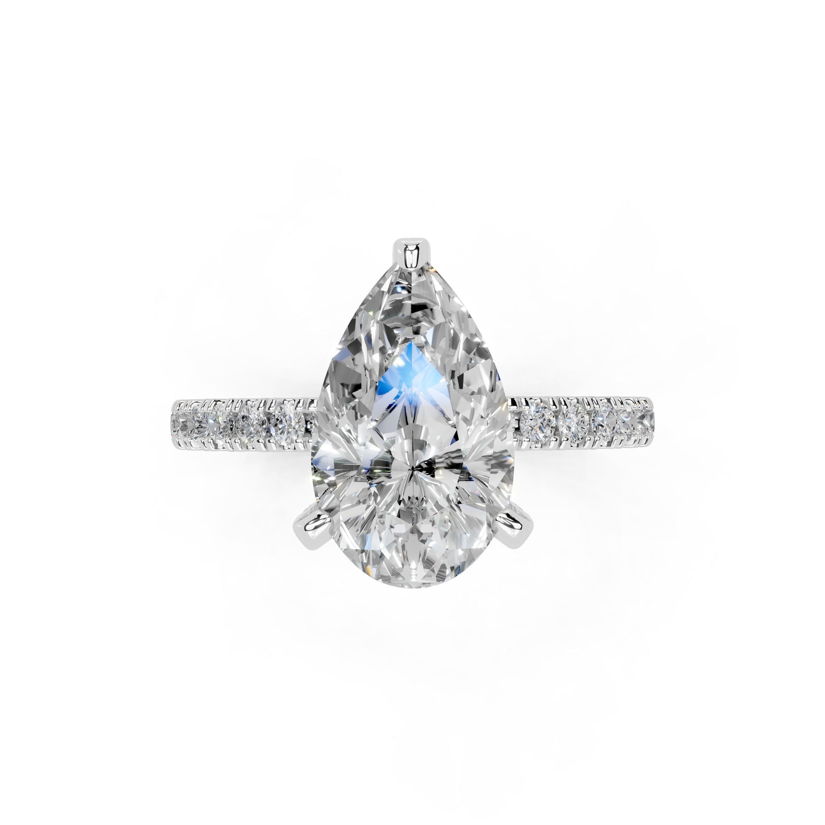 Pear Cut Hidden Halo Pave  Lab Grown Diamond Engagement Ring