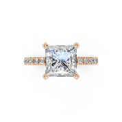 Princess Cut Hidden Halo Pave  Lab Grown Diamond Engagement Ring