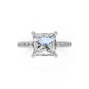 Princess Cut Hidden Halo Pave  Lab Grown Diamond Engagement Ring