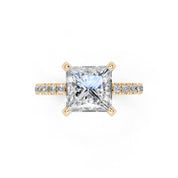 Princess Cut Hidden Halo Pave  Lab Grown Diamond Engagement Ring