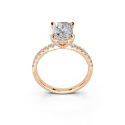 Radiant Cut Hidden Halo Pave  Lab Grown Diamond Engagement Ring