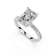 Radiant Cut Hidden Halo Pave  Lab Grown Diamond Engagement Ring