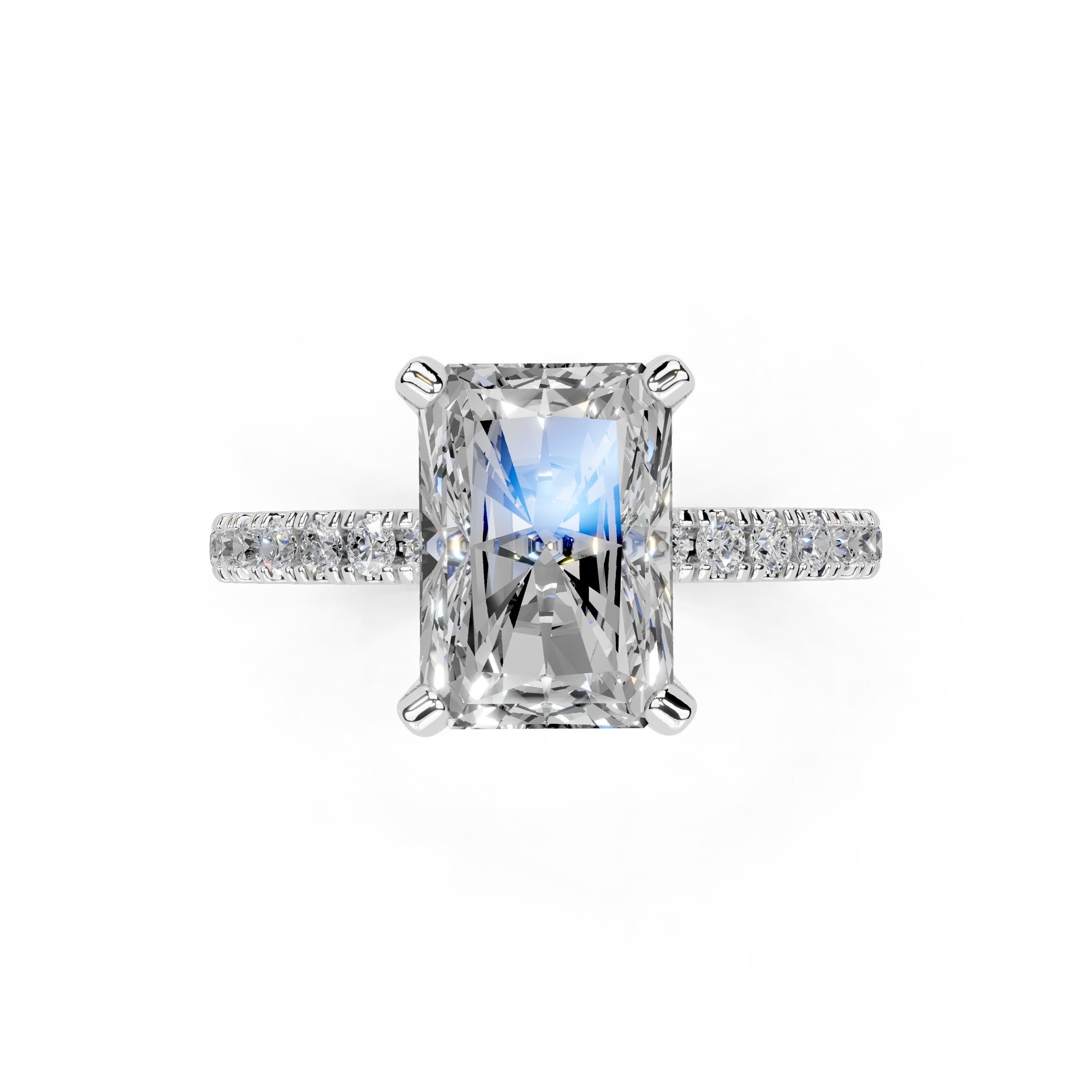 Radiant Cut Hidden Halo Pave  Lab Grown Diamond Engagement Ring