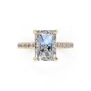 Radiant Cut Hidden Halo Pave  Lab Grown Diamond Engagement Ring