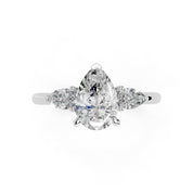 Pear Cut Three Stone Lab Grown Diamond Engagement Ring with Pear side stones