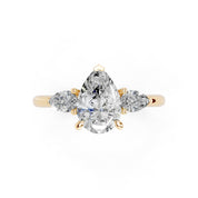 Pear Cut Three Stone Lab Grown Diamond Engagement Ring with Pear side stones