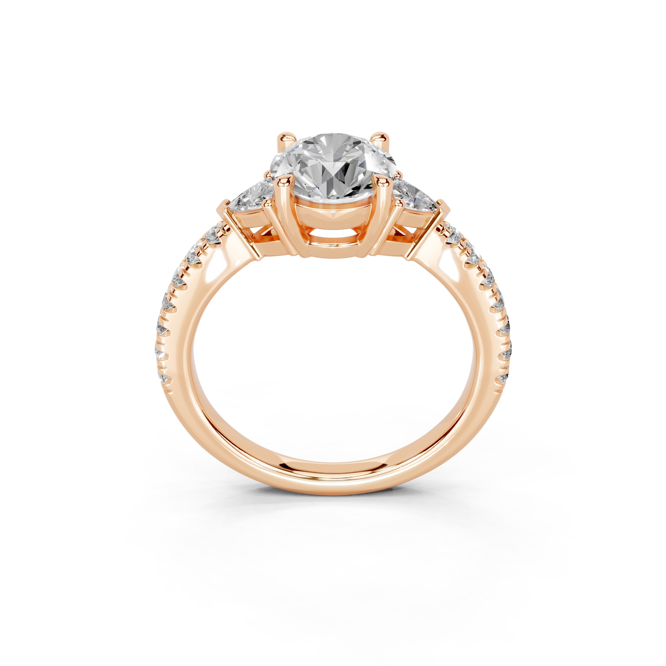 Round Cut Pave Lab Grown Diamond Engagement Ring