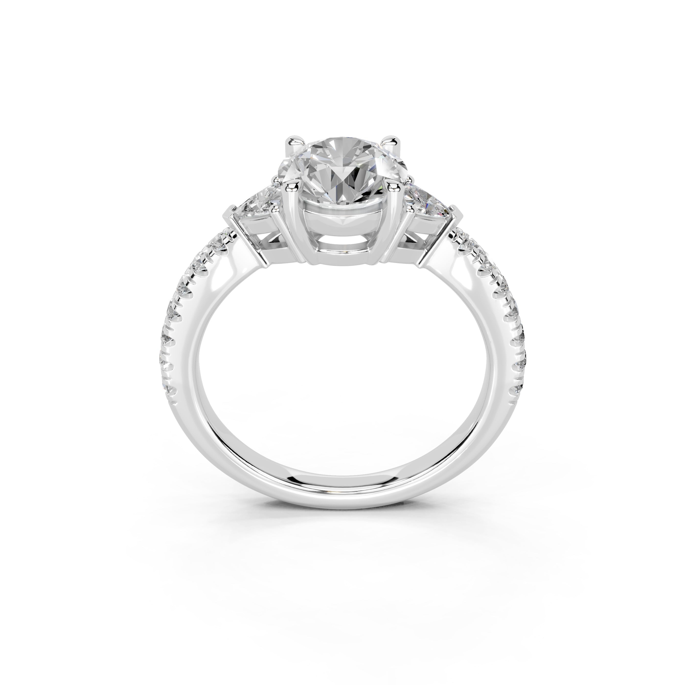 Round Cut Pave Lab Grown Diamond Engagement Ring