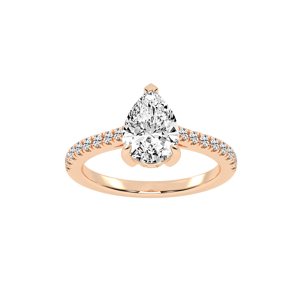 Pear Cut Pave Lab Grown Diamond Engagement Ring