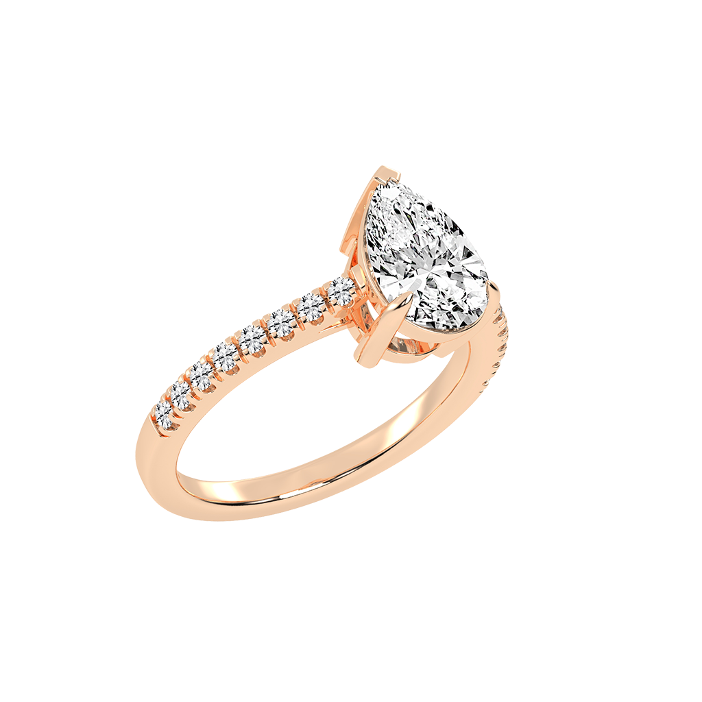 Pear Cut Pave Lab Grown Diamond Engagement Ring