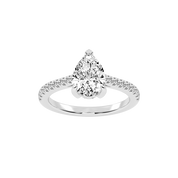 Pear Cut Pave Lab Grown Diamond Engagement Ring