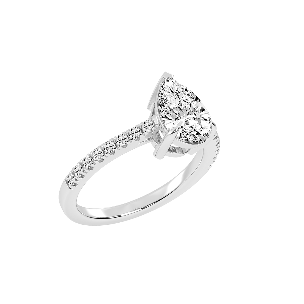 Pear Cut Pave Lab Grown Diamond Engagement Ring