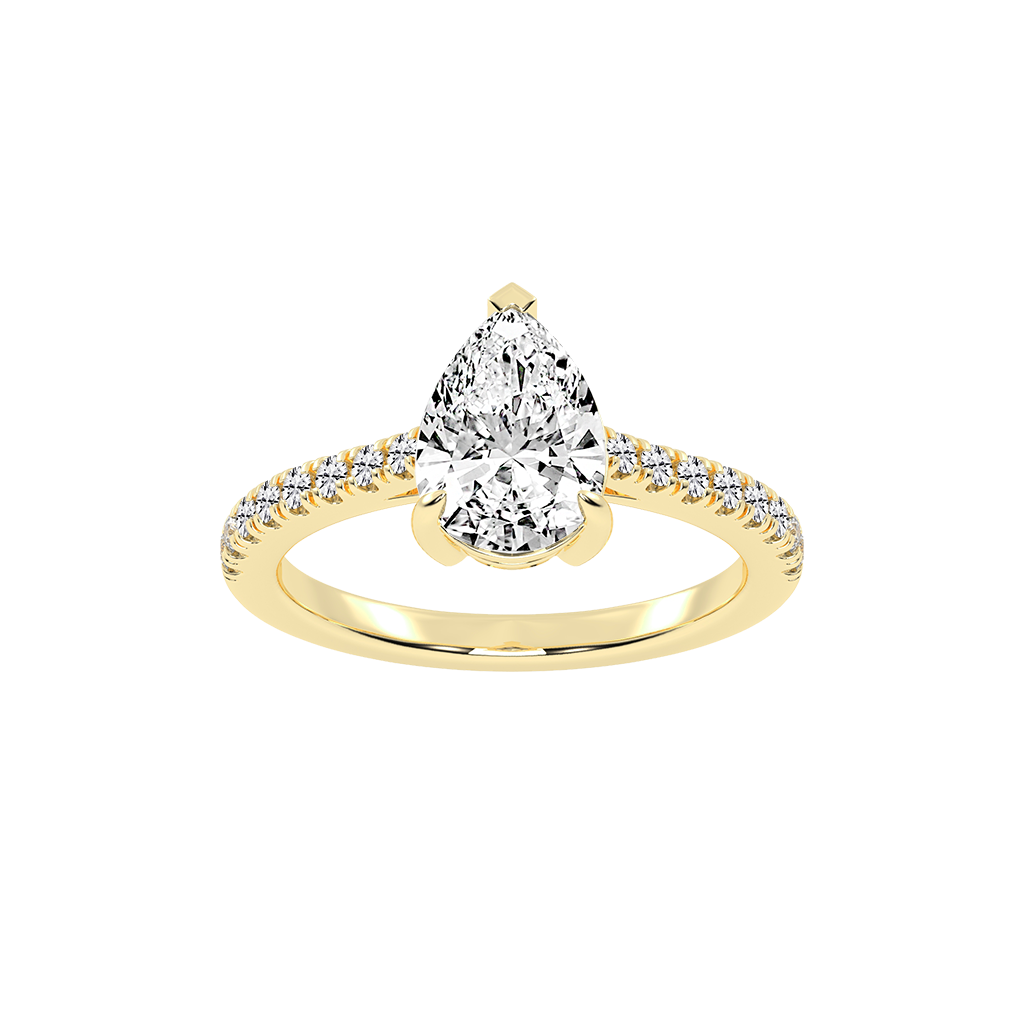 Pear Cut Pave Lab Grown Diamond Engagement Ring