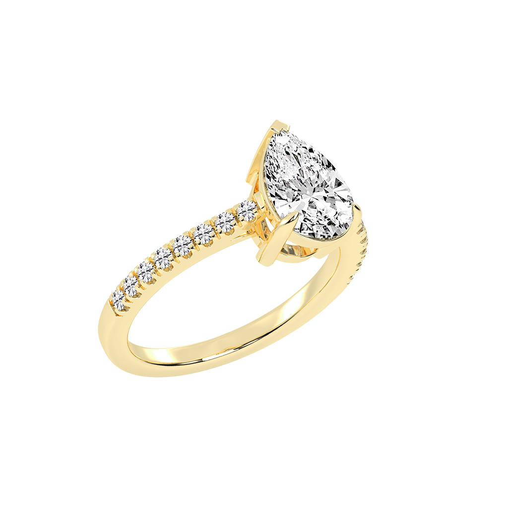 Pear Cut Pave Lab Grown Diamond Engagement Ring