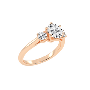 Six Prong Round Cut Three Stone Lab Grown Diamond Engagement Ring with Round side stones