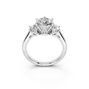 Six Prong Round Cut Three Stone Lab Grown Diamond Engagement Ring with Round side stones