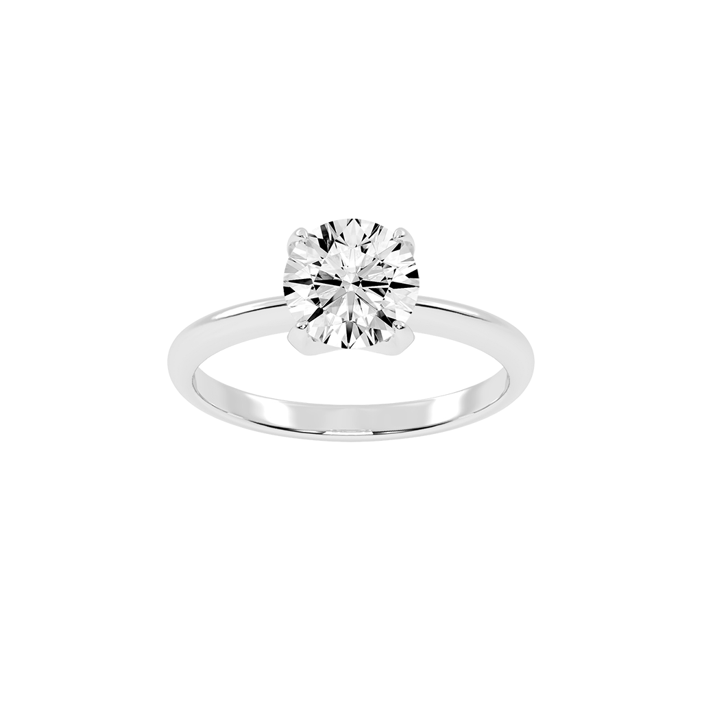 Round Solitaire Engagement Ring (14K White Gold, 1 CT, Ring Size 5.5)