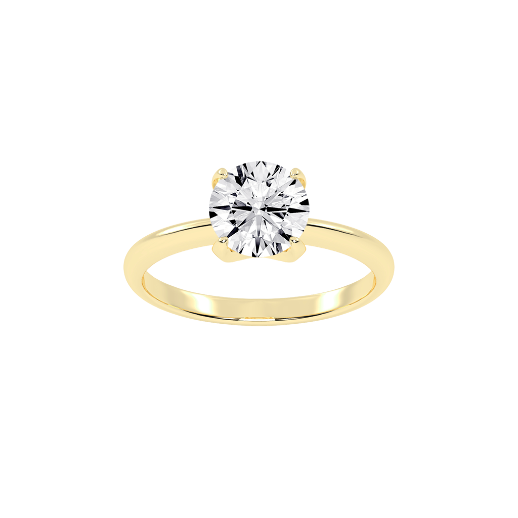 Round Solitaire Engagement Ring (14K Yellow Gold, 1 CT, Ring Size 7)