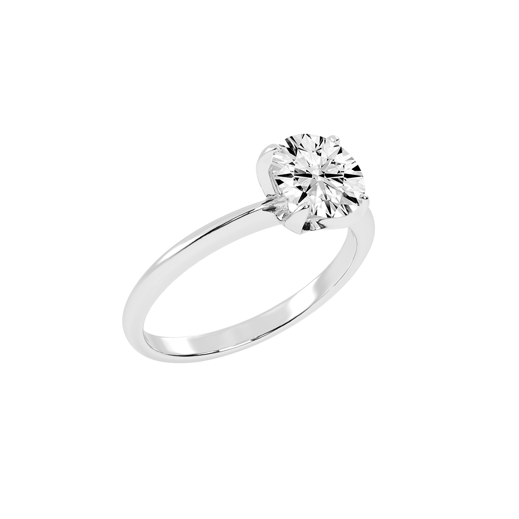 Round Solitaire Engagement Ring (14K White Gold, 1 CT, Ring Size 5.5)