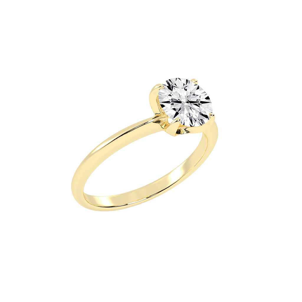 Round Solitaire Engagement Ring (14K Yellow Gold, 1 CT, Ring Size 7)