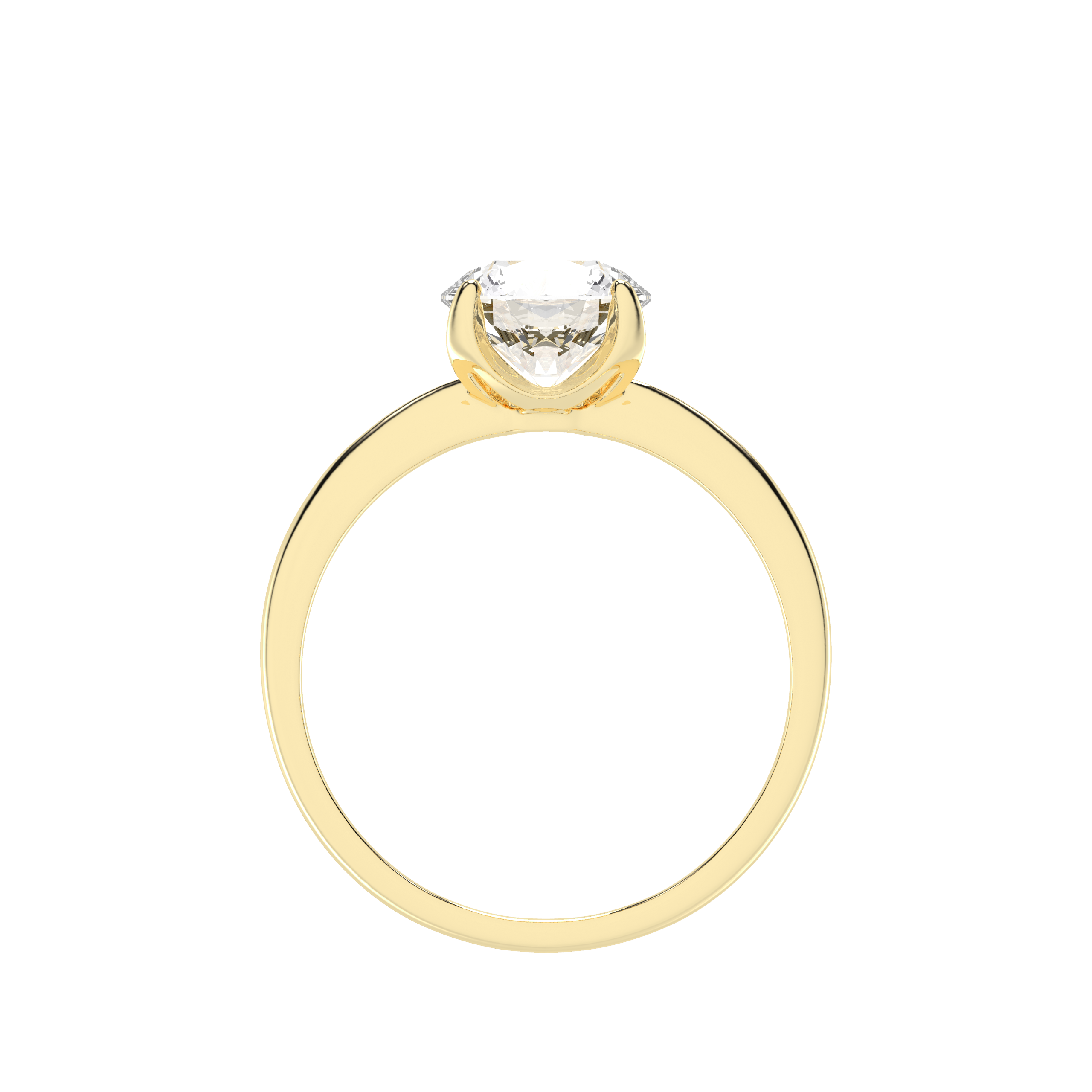 Round Solitaire Engagement Ring (14K Yellow Gold, 1 CT, Ring Size 7)