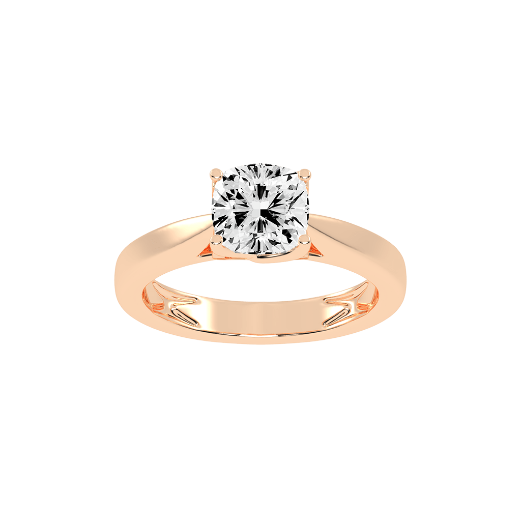 Cushion Cut Petal-shaped Solitaire Lab Grown Diamond Engagement Ring (3.5 mm width)