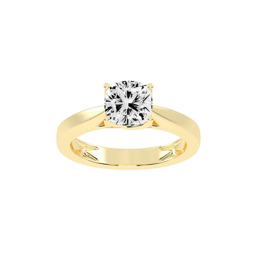 Cushion Cut Petal-shaped Solitaire Lab Grown Diamond Engagement Ring (3.5 mm width)