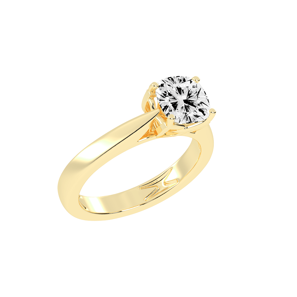 Cushion Cut Petal-shaped Solitaire Lab Grown Diamond Engagement Ring (3.5 mm width)